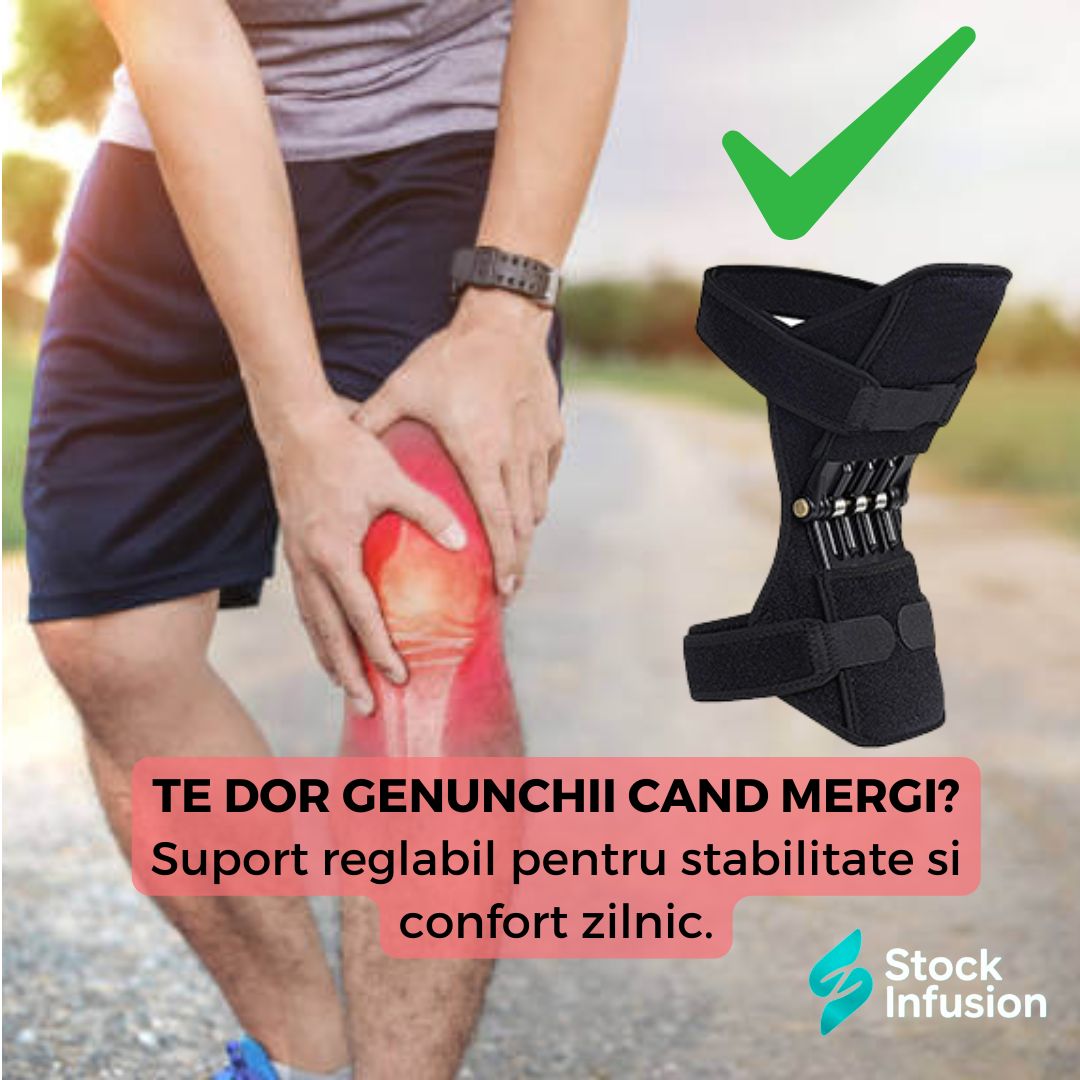 Genunchieră cu arcuri pentru suport articular cu fixare ajustabilă