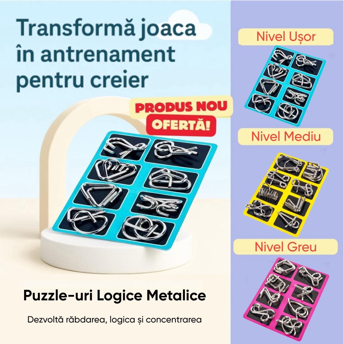 Set 8 Puzzle - uri Logice Metalice - Standard - Stock Infusion