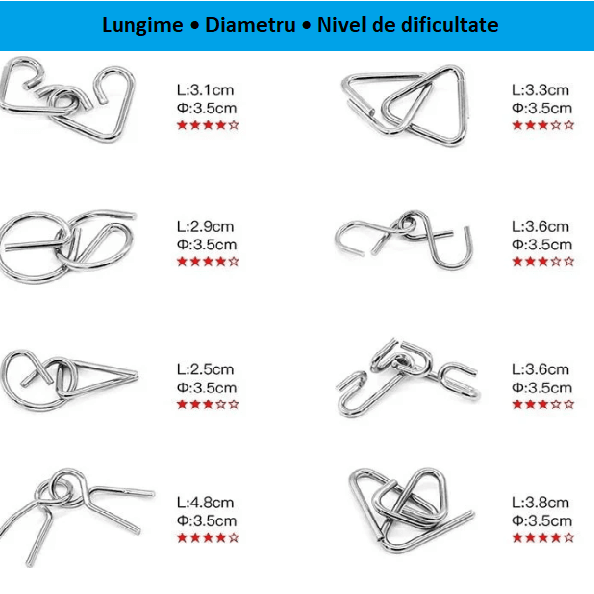 Set 8 Puzzle-uri Logice Metalice